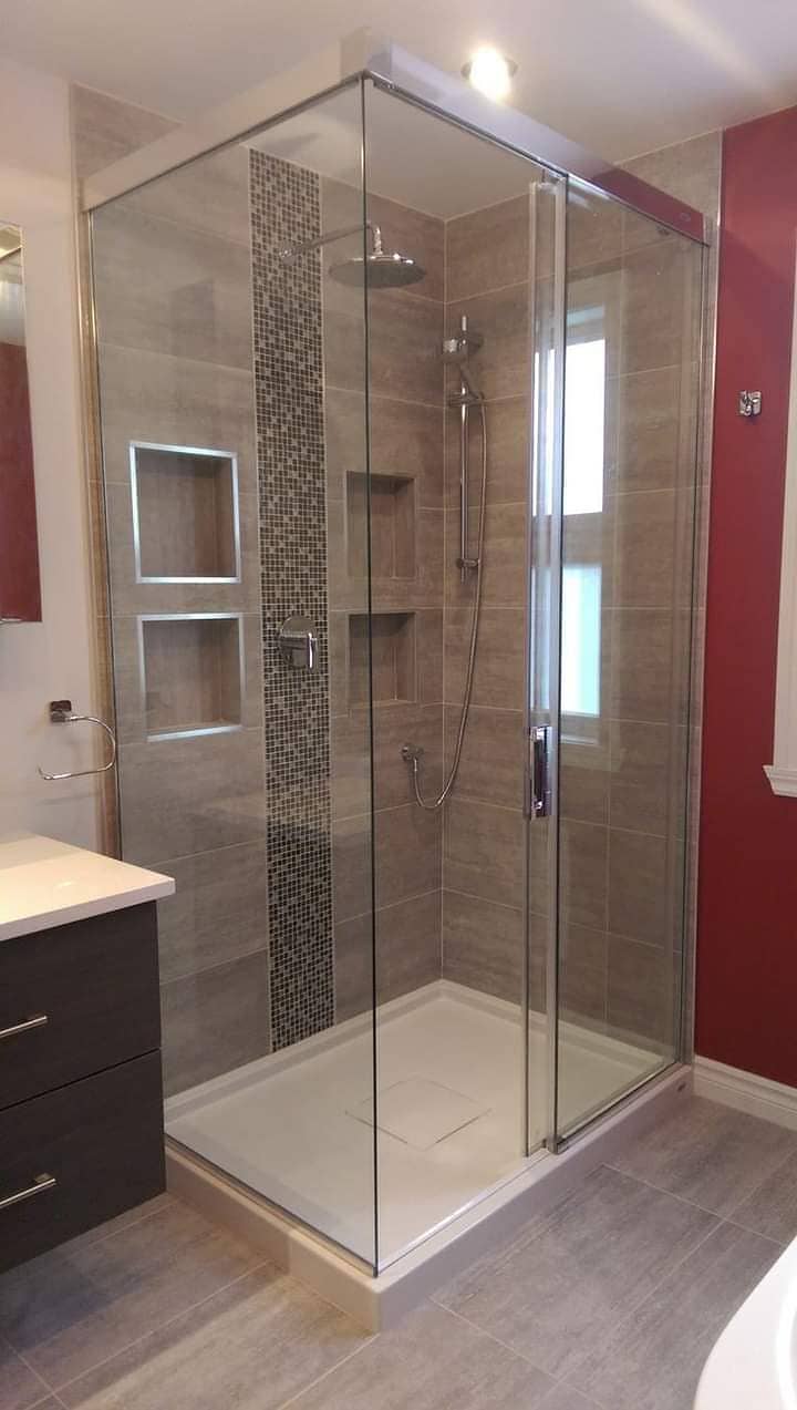 Glass Shower Cabins/Glass Partition/bath cabin/mirror work 17