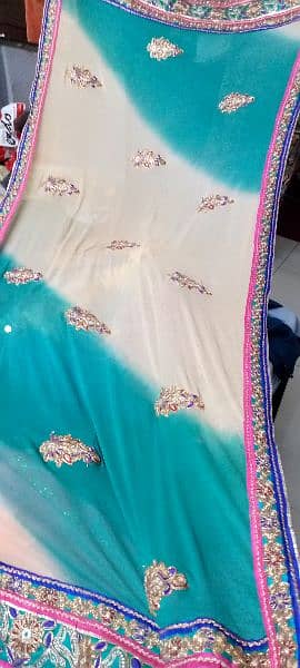 3 pc Indian style work long shirt and churidar pajama with dupatta 5