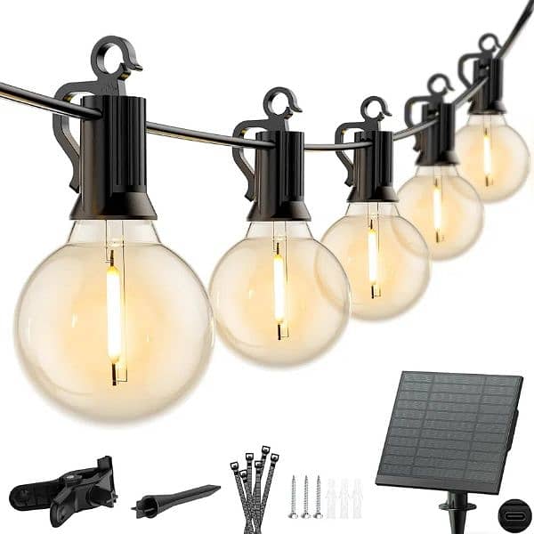 OUTDOOR SOLAR STRING LIGHTS 48FT (30+2 BULBS) 0