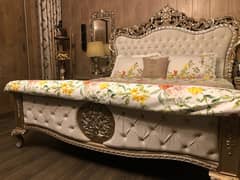 King Size Bed Along with Large Mirrora