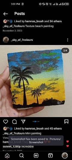 4 mini canvas painting each 4 by 4 size