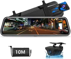 Jansite 10" Mirror Dash Cam Full Touch Screen with Loop Recording
