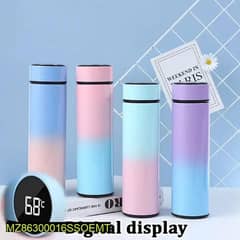 thermos gradiant water bottle temperature display vacuum flasks 500ml 0
