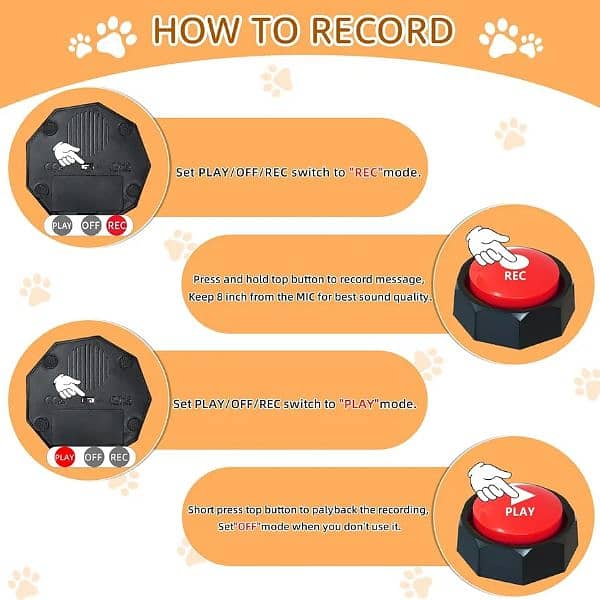 RIBOSY Dog Buttons for Communication, 8 Pcs Dog Speech Training Buzzer 2