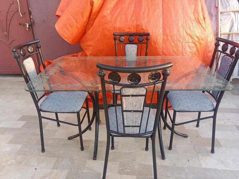 6 chair  iron glass dining table for sale 1