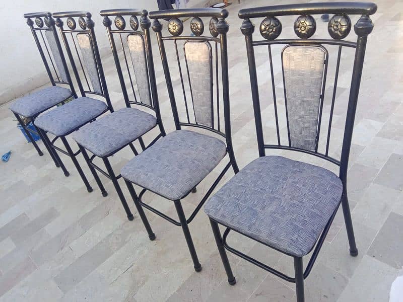 6 chair  iron glass dining table for sale 7