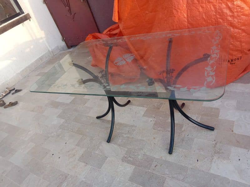 6 chair  iron glass dining table for sale 8