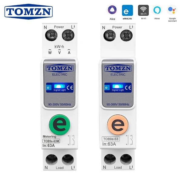 TOMZN 1P+N 63A 220V WIFI Smart Switch Energy Meter Kwh Metering 0