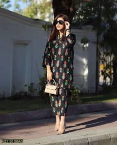 Stitched linen block printed Suit (free delivery)