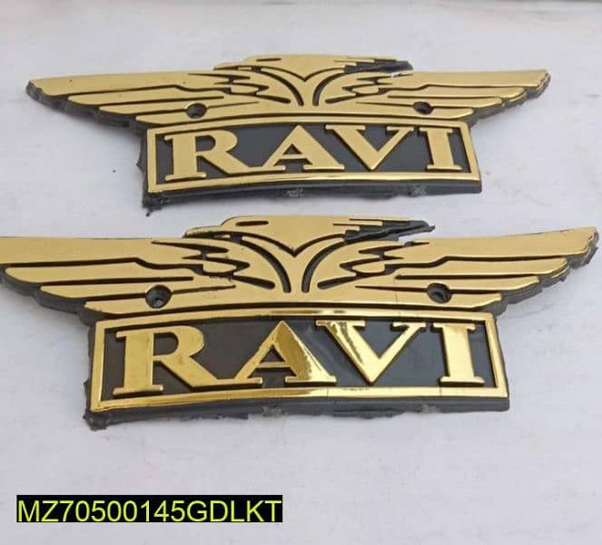 2 Pcs Ravi Motercycle Fuel Tank Monogram (Golden) 2