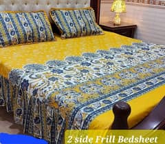 beautidul summer double bedsheet with 2sides frill