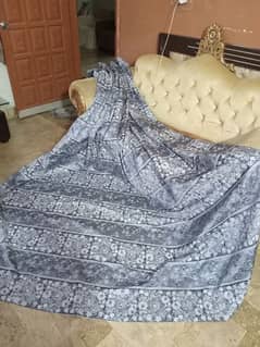 3 full large blue curtains