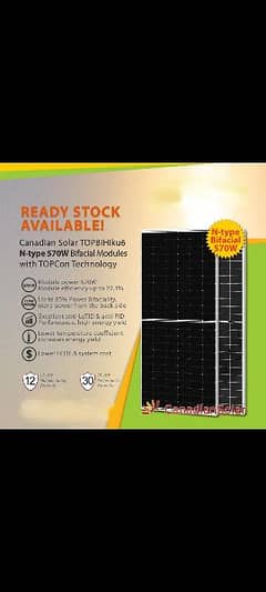 Canadian Solar Panel 570w Bifical NType avble in qty