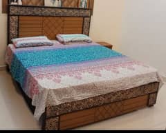 urgent sale double bed without matress with one side table