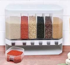 Wall Mounted 6 Grid Daal Box Rice Grain, Pulses Cereals Dispenser