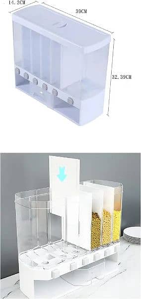 Wall Mounted 6 Grid Daal Box Rice Grain, Pulses Cereals Dispenser 1