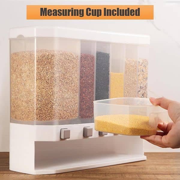 Wall Mounted 6 Grid Daal Box Rice Grain, Pulses Cereals Dispenser 7