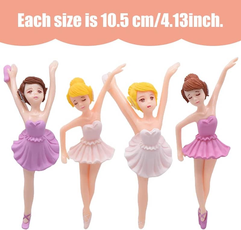 Mini Ballerina Figurines, 4 PCS Cake Toppers Cute Ballerina Cake C602 2