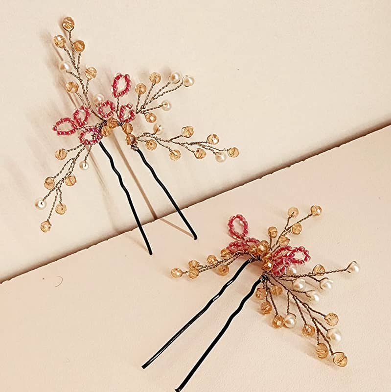 Floral Beaded Hair pins 0