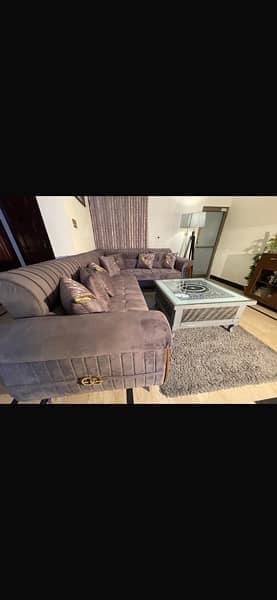 Turkish L shape sofa 7seater and table 2