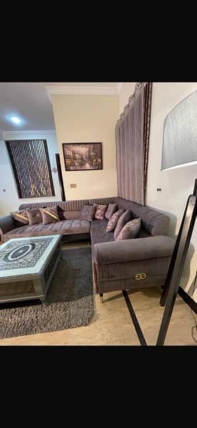 Turkish L shape sofa 7seater and table 5