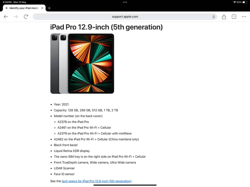 iPad Pro M1 (16Gb/1TB) 12.9 5th Generation Wifi+Cellular 03326398966 6
