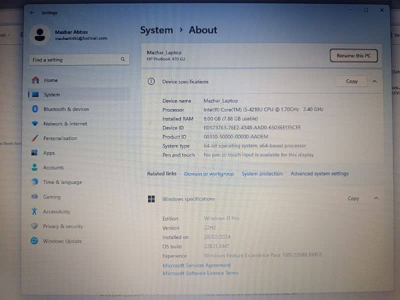 HP Probook 470 G2 750gb HDD with 8gb Ram 4