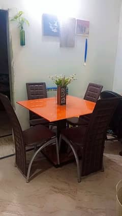 Glass Dining table with 4 chairs 0