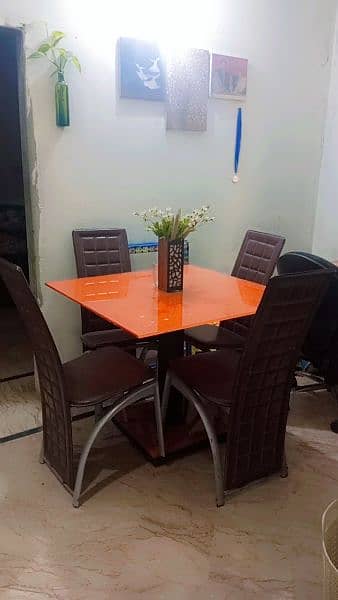 Glass Dining table with 4 chairs 0