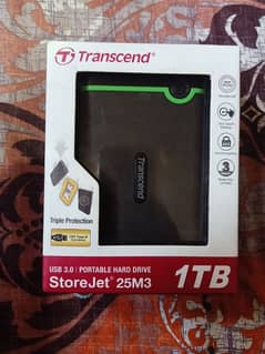 Transcend StoreJet 25M3 1TB USB 3.0 Portable Hard Drive - Black 0