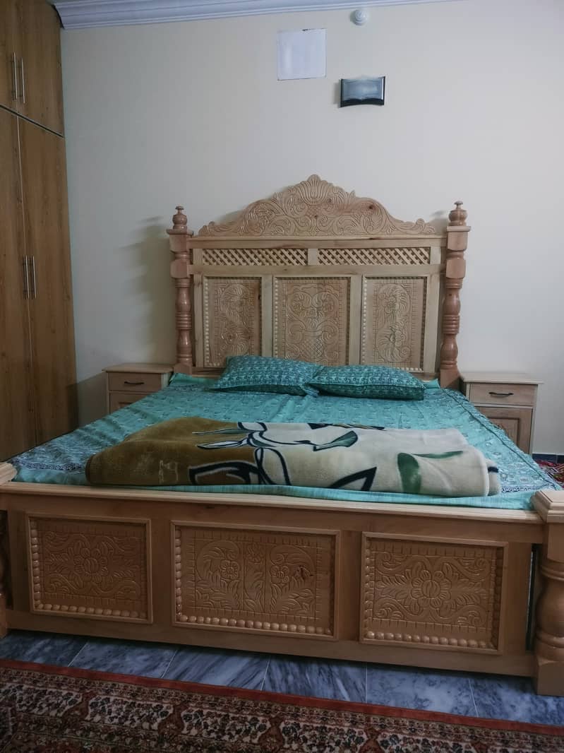 Hand made double bed 2 side tables and 1 dressing table 1