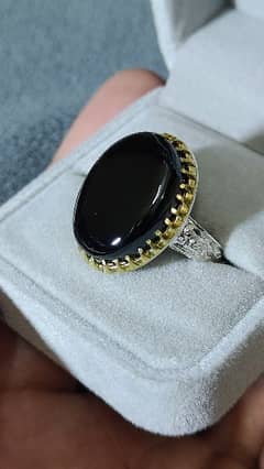 Black onyx sang e Sulemani stone in pure silver ring beautiful design