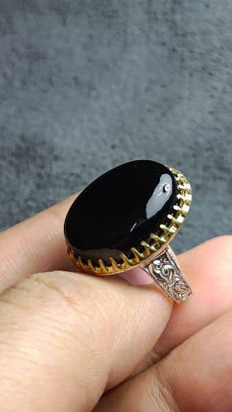 Black onyx sang e Sulemani stone in pure silver ring beautiful design 2