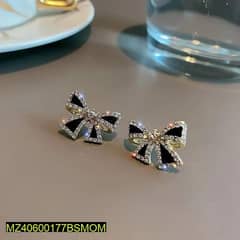 Bow Design Zircon Stone Earrings