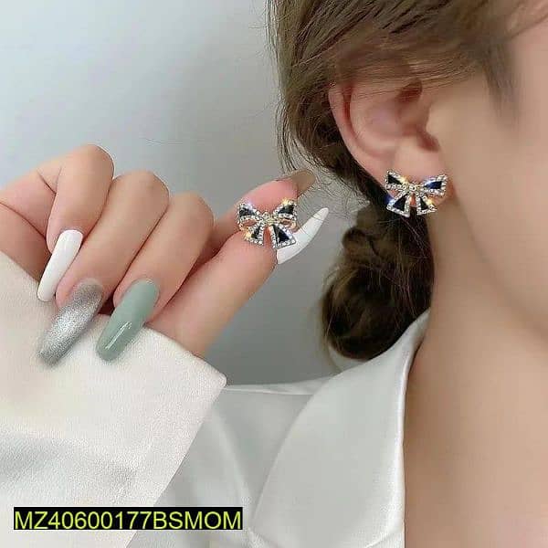 Bow Design Zircon Stone Earrings 1
