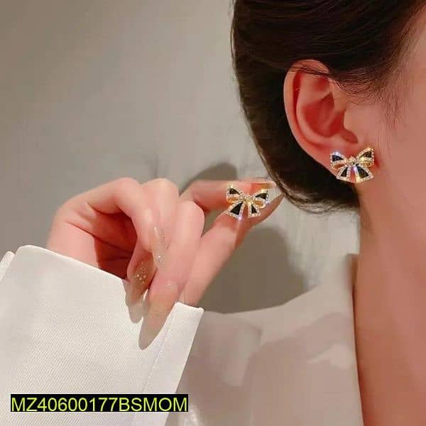 Bow Design Zircon Stone Earrings 2