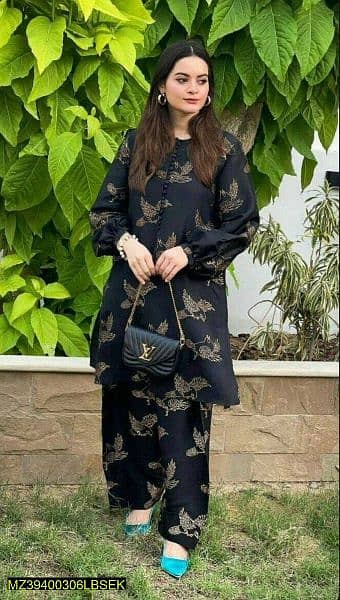 2 PCs women's stitched printed suit 1