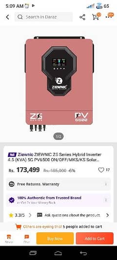 Ziewnic Z5 4.5 KW 6,500 PV 6th generation inverter