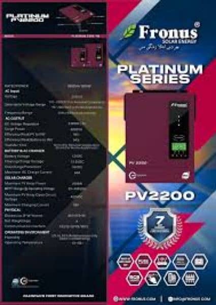 Fronus Platinum Series Solar Inverter Pv 2200 | 1600 WATT UPS| 2000VA 1