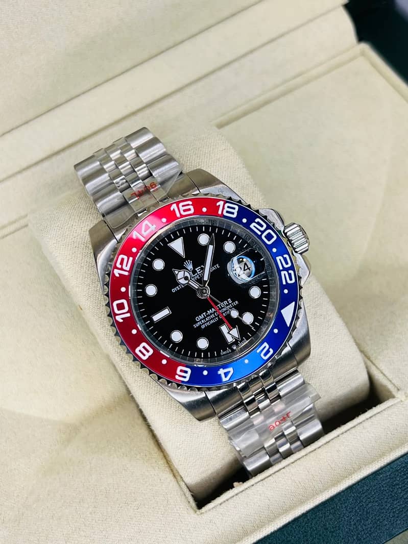 : ROLEX GMT-MASTER II PEPSI BLUE AND RED BEZEL STAINLESS STEEL JUBILEE 4