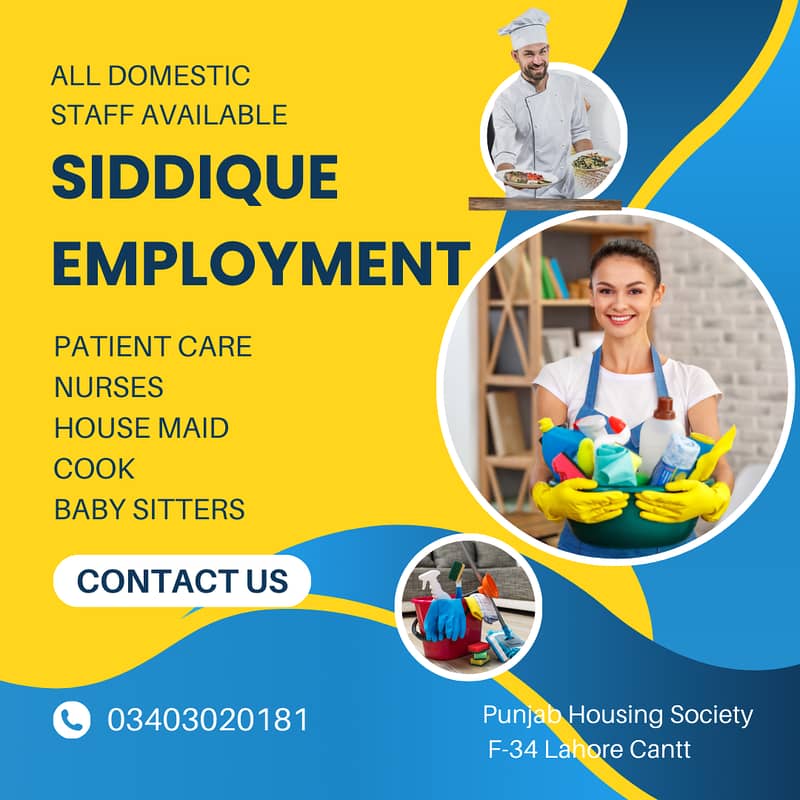 Maids/Couple/Cook/Patient Care/babysitter/Helper all staff Available 0