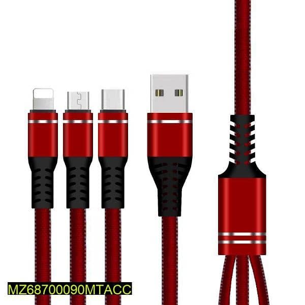 3 in 1  mobile charging cable for iPhone and Android. 3