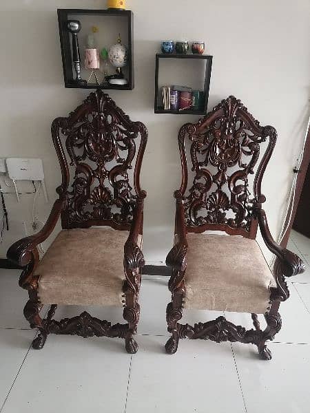 expensive Burmateak wood designer antique high chairs 0