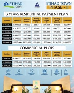 7 Marla LDA Approved Plots on 3 Year,s Easy installments in Etihad Town Phase 2 Lahore