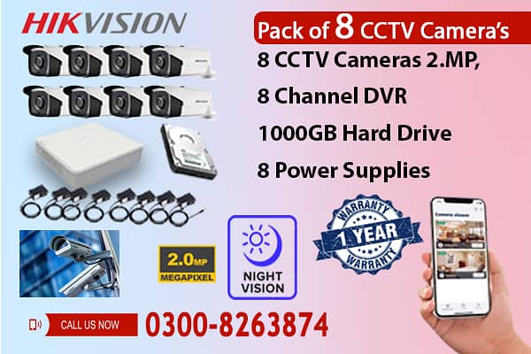 8 CCTV HD Cameras Pack (1 Year Warranty) 0