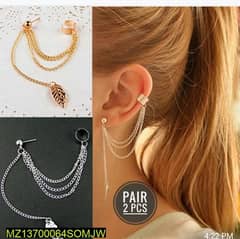 2 Pcs Gold And Silver Plated Leaf
Design Ear Clip Earring 0