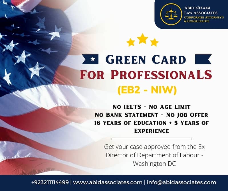 USA Green Card for Professionals while residing in Pakistan 1