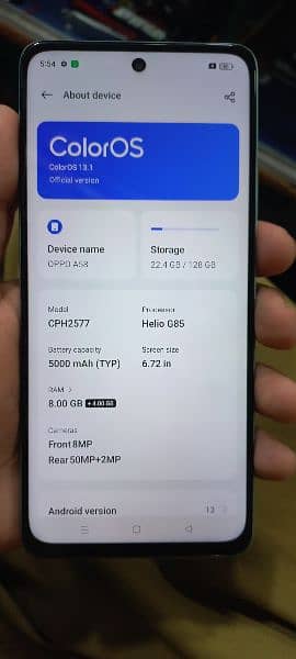 OPPO A58 8/128 STORAGE Without Box 1