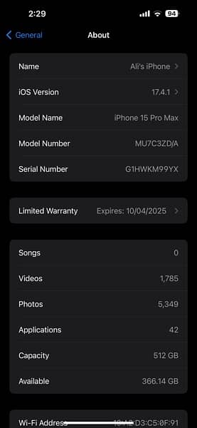 512gb Iphone 15 pro max black titanium physical sim 3