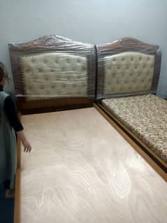 brand new pure sheeshm  single beds with side table 0